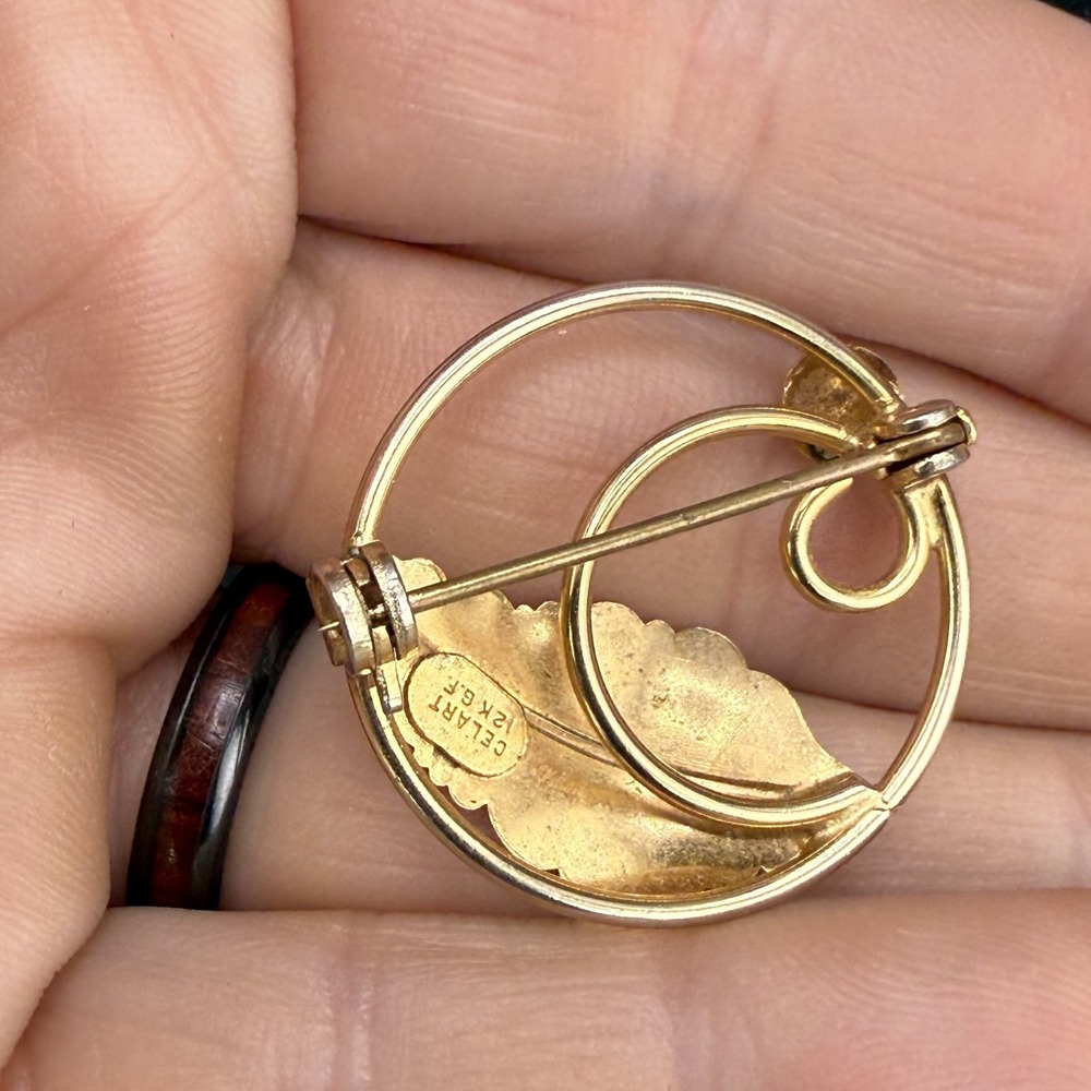 Vintage Gold Filled‎ Brooch Leaf 12K Gold Filled Signed Celart - Picture 3 of 8
